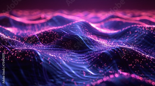 A vibrant neon wave pattern flowing across.