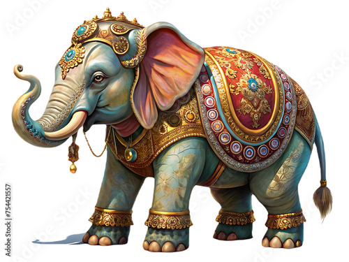 fancy holi elephant on transparent © Rehman