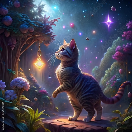 cat in night garden