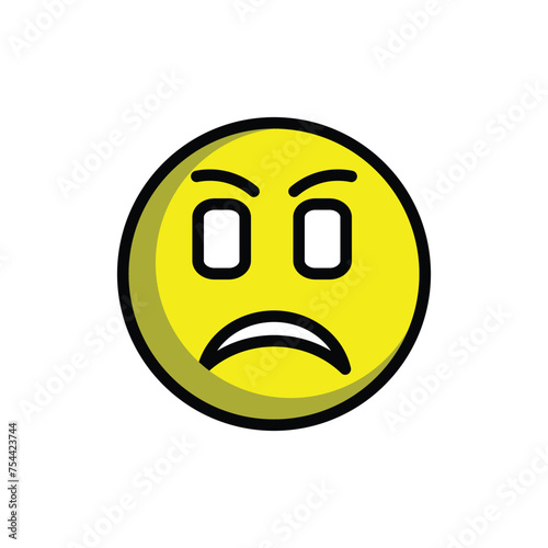 Emoticon Angry Face Vector, Isolated vector illustration on white background