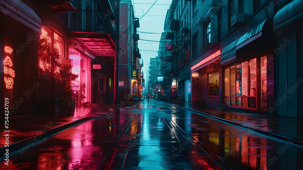 a rainy street in a city