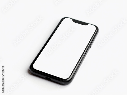 Smartphone with White Screen on White Background