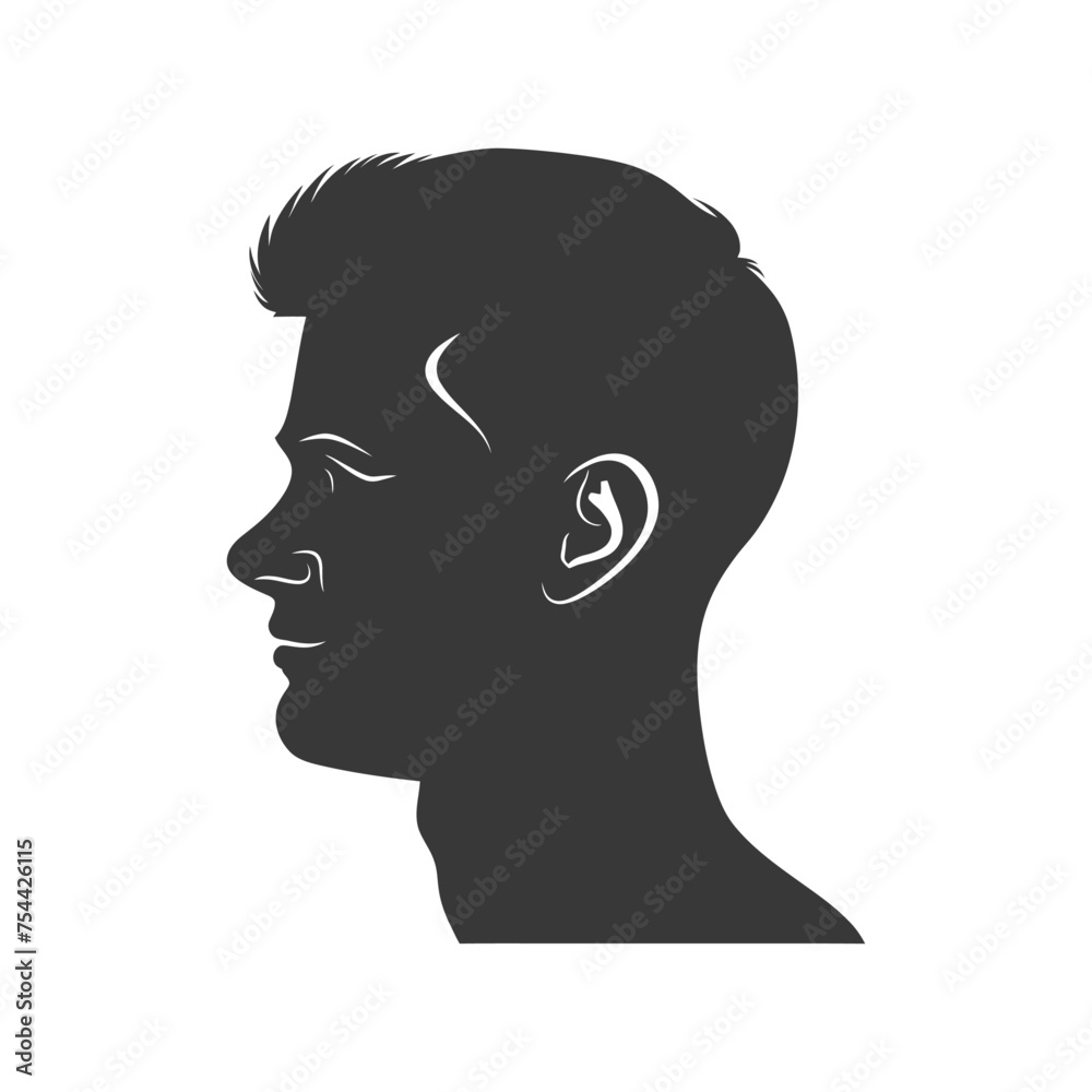 Silhouette men head thick black color only Silhouette men head thick black color only