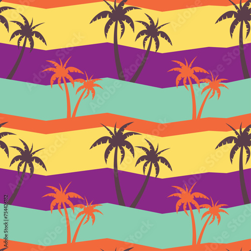 PalmTreeSummerColorfulSeamlessPattern