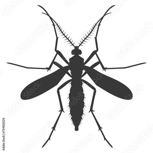 Silhouette mosquito animal black color only full body