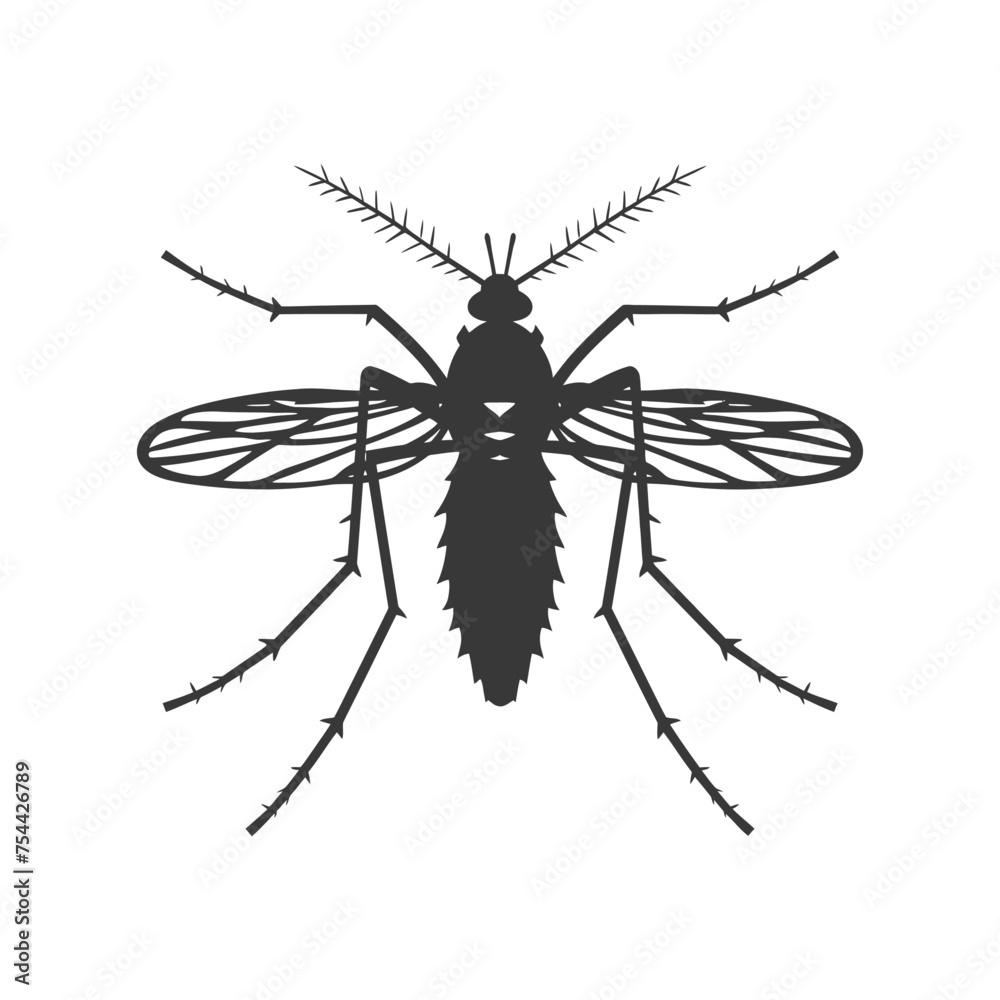 Silhouette mosquito animal black color only full body