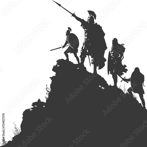 silhouette of a ancient war situation black color only