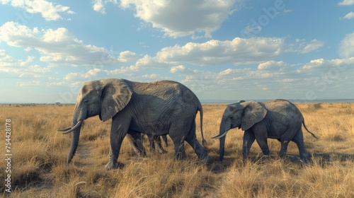 Elephant Family African Savanna