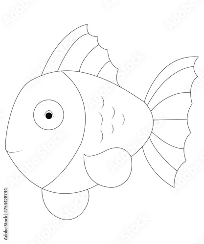 funny fish coloring book for kids photo