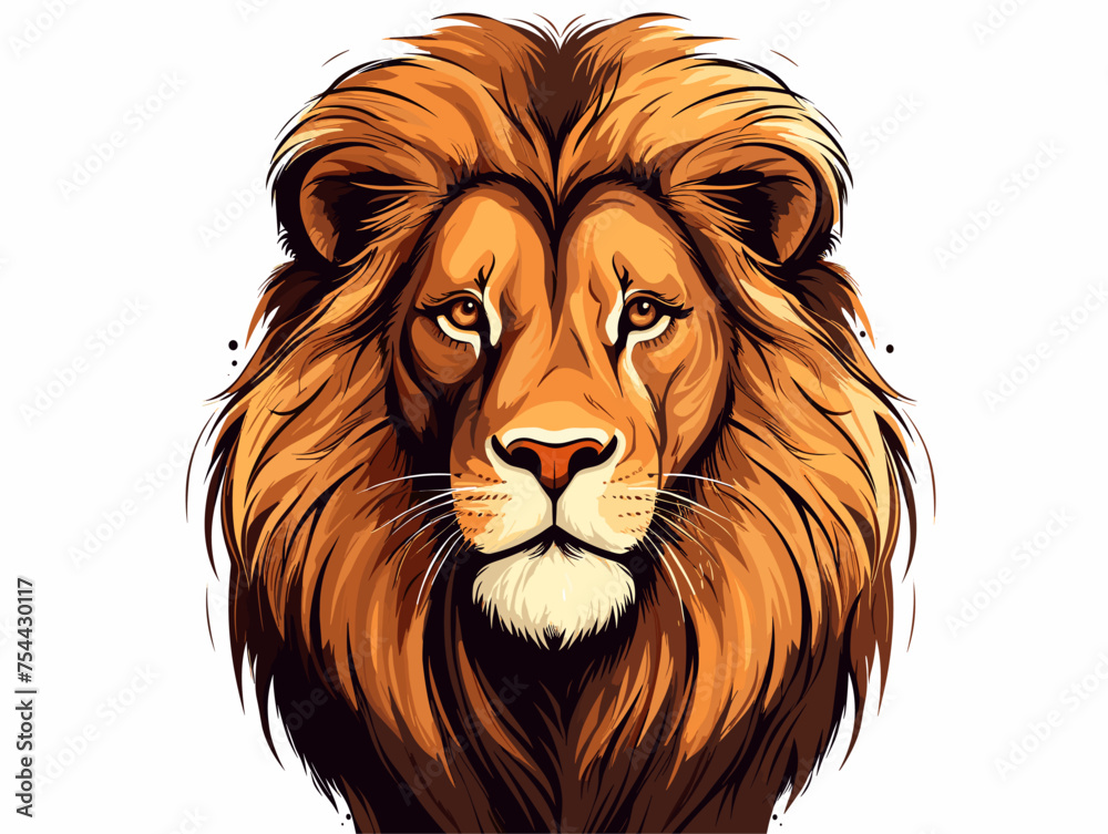 simple Vector in modern thin line style of Vector lion face
