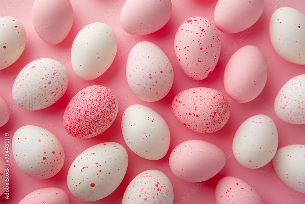 Easter egg pattern on pink background 