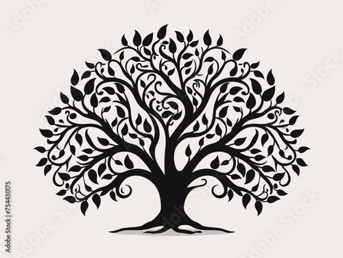 simple Vector in modern thin line style of Whimsical tree