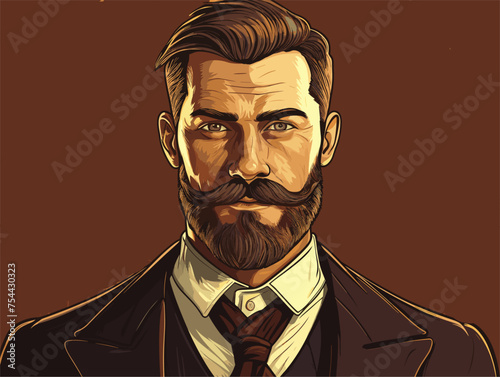 very simple isolated styled vector illustration of a man with beard