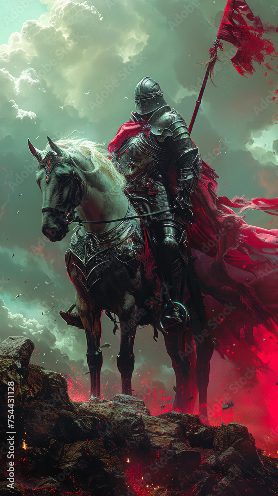 Fototapeta premium heroic knight in the style of magic the gathering style,generative ai