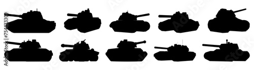 Tank army silhouette set vector design big pack of illustration and icon photo