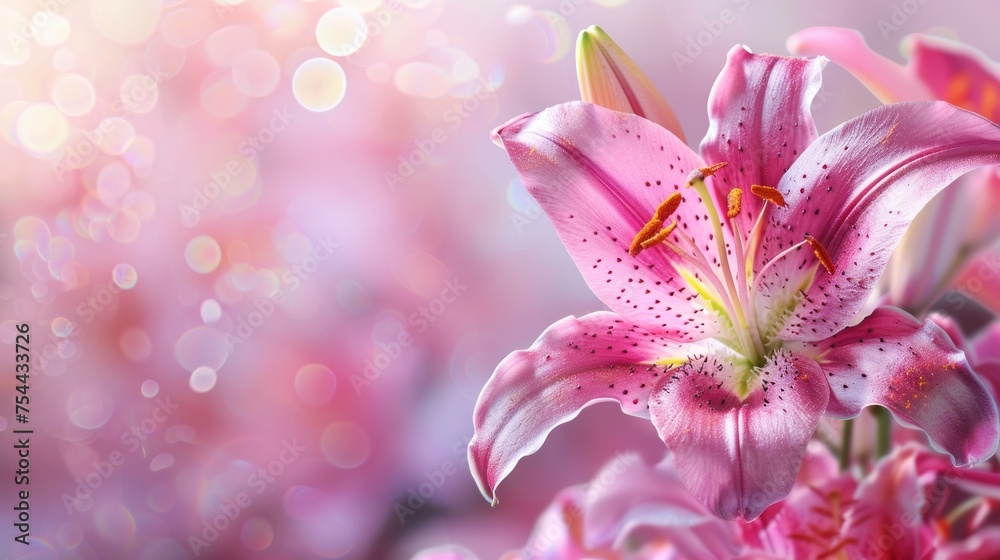Beautiful lily flower closeup view. AI generated image