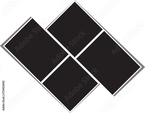 4 rectangle photo collage vector template, background and rectangle shape for wall mood board, pattern for picture display presentation.