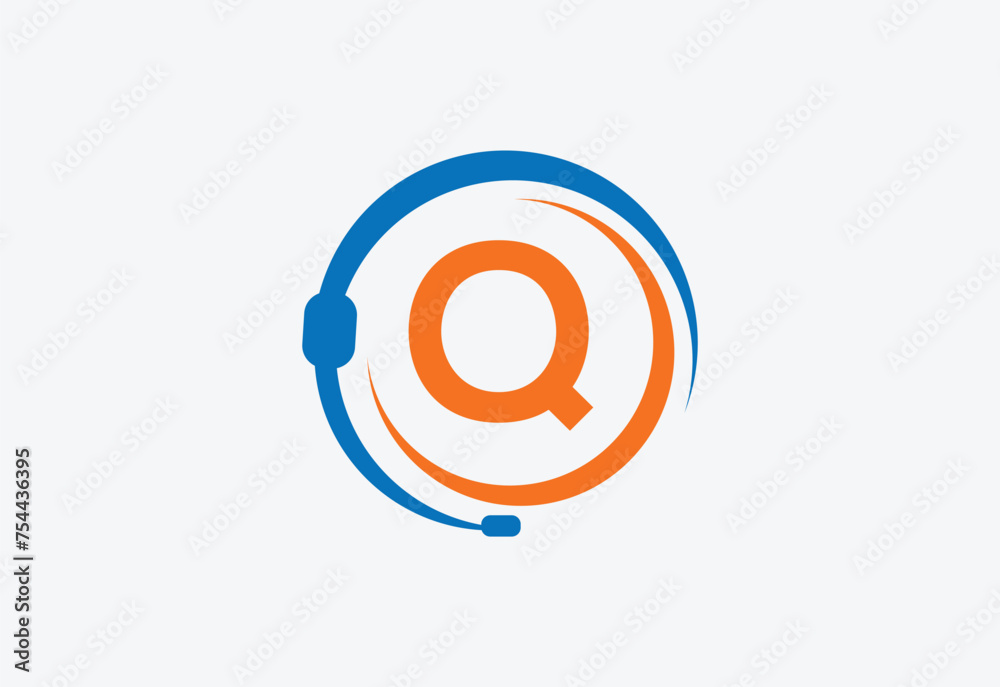 Latter Q with Headphone logo Latter Q with Headphone logo