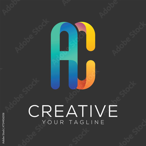 letter ac design gradient colorful logo