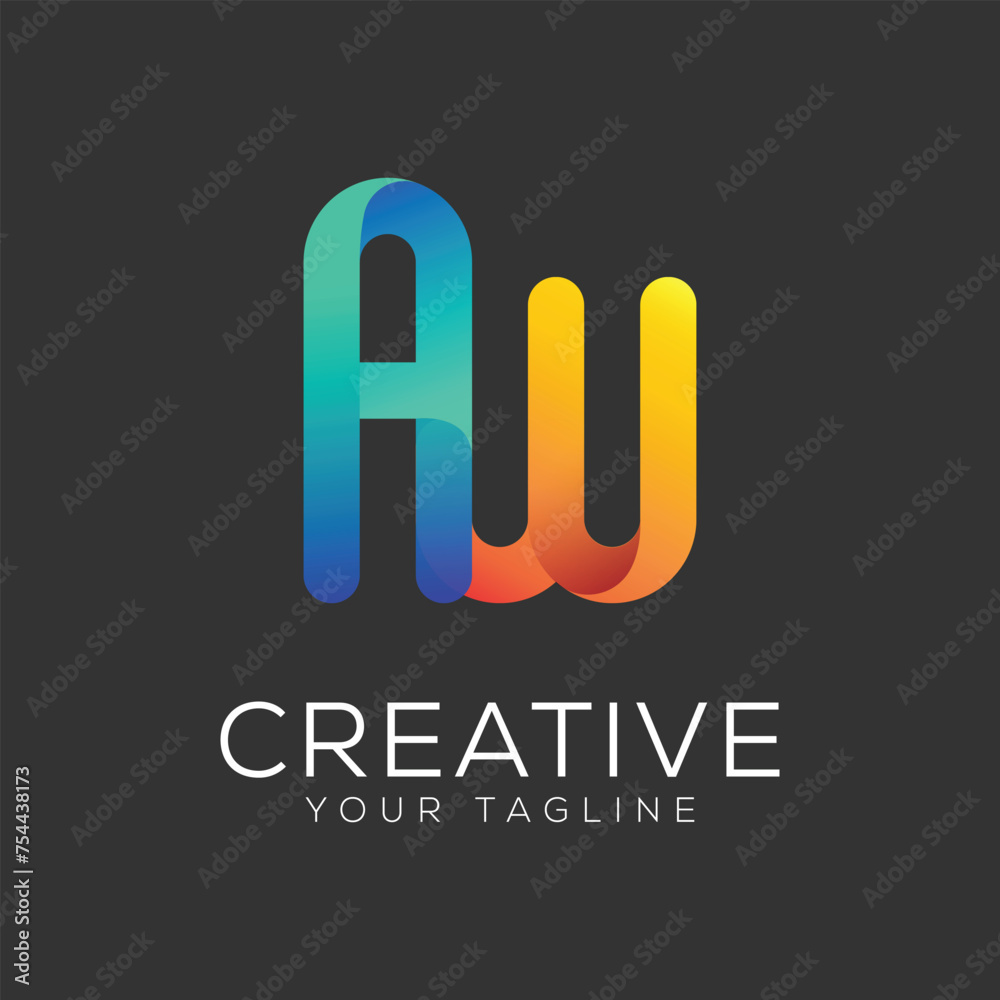 letter aw design gradient colorful logo letter aw design gradient colorful logo