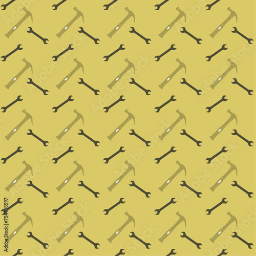  a seamless pattern, hammers, wrenchs, labour day
