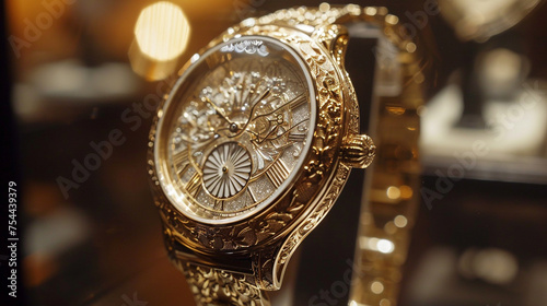 gold watch adorned with intricate engravings