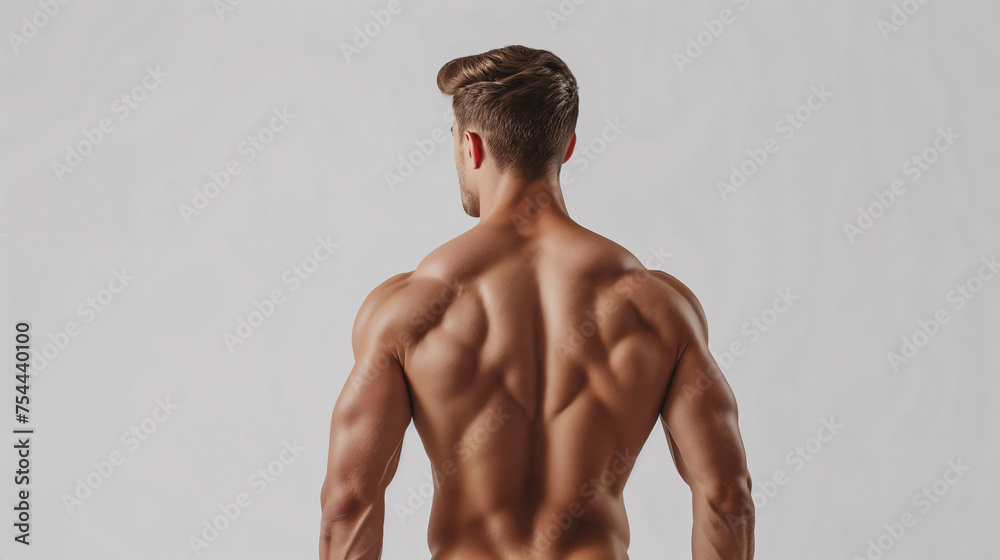 Espalda de un deportista musculoso - obrazy, fototapety, plakaty 