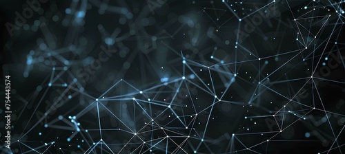 Abstract futuristic polygonal space low poly dark background with connecting dots and lines. Big data visualization. Network connection structure.