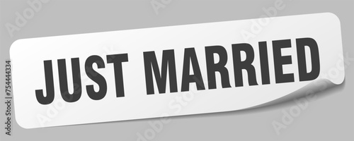 just married sticker. just married label