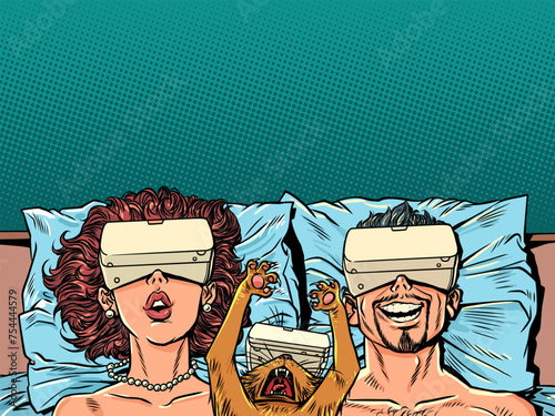 The family lives life in a new, alternative VR reality. Technological possibilities are interesting to spend your leisure time at home in a gadget. A threat to the construction of a new social unit