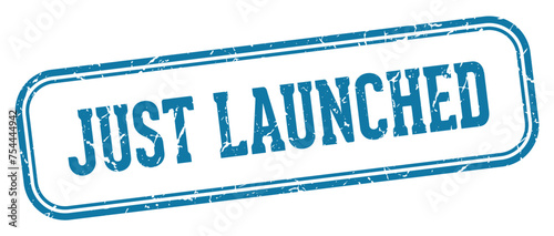 just launched stamp. just launched rectangular stamp on white background