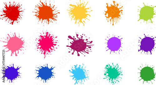 Colorful ink spots set vector. splash splatter abstract shape. vector illustration