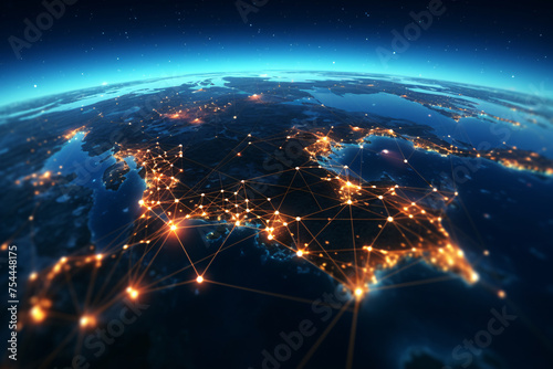Global internet wireless networking technology abstract background