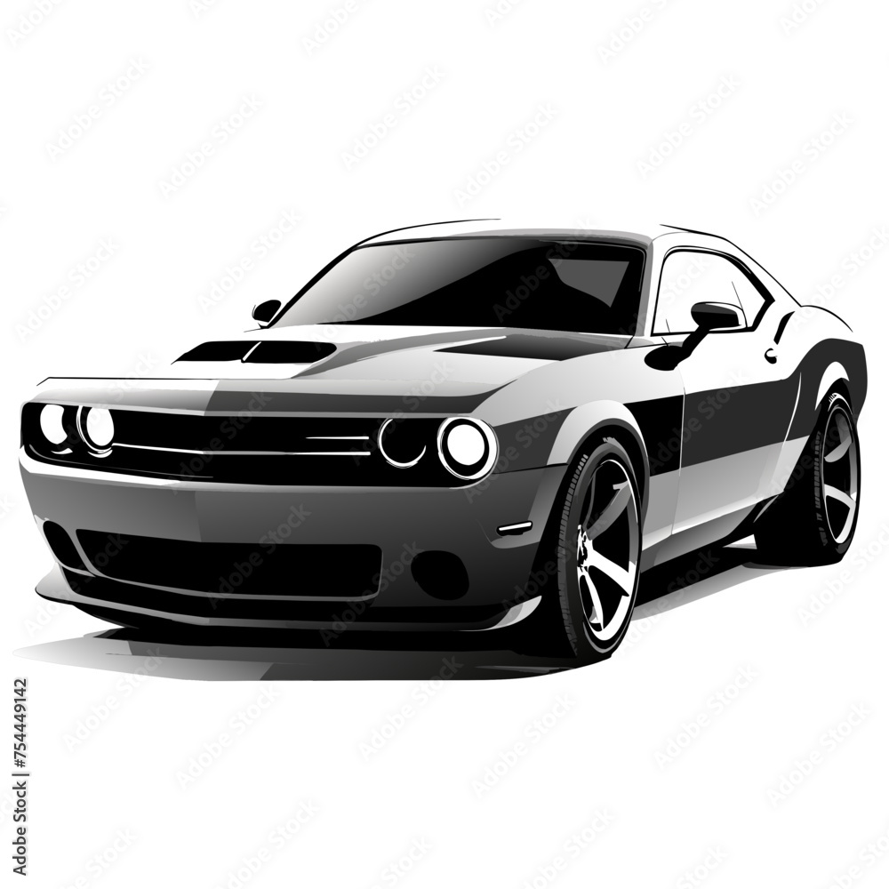 Black sports car isolated