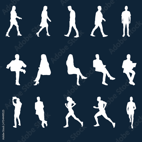 Silhouette of people in different positions
