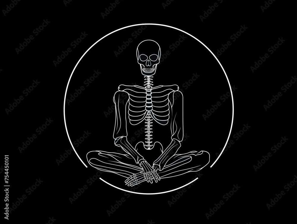 Obraz premium very simple isolated styled vector illustration of siting the skeleton