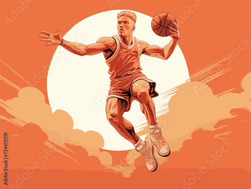 Slam Dunk Danny Basketball cartoon full body 