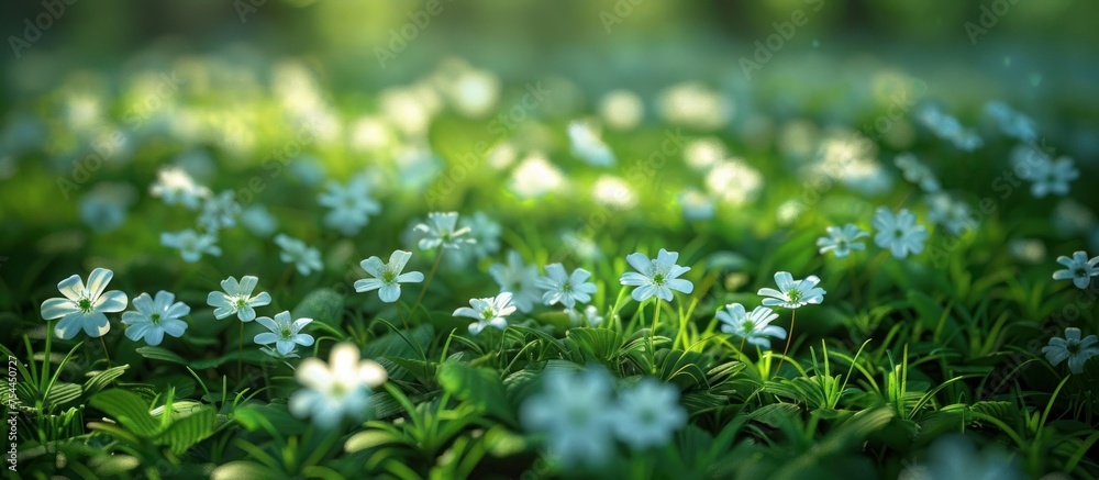 A cluster of Asystasia Gangetica T Anders flowers blooming in lush green grass outdoors.
