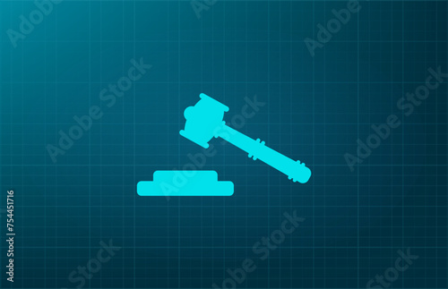 Judge's gavel, auction symbol. Vector illustration on a blue background. Eps 10