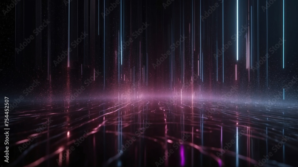 High Tech abstract backdrop with luminous particles and a dark, mysterious atmosphere High Tech abstract backdrop with luminous particles and a dark, mysterious atmosphere