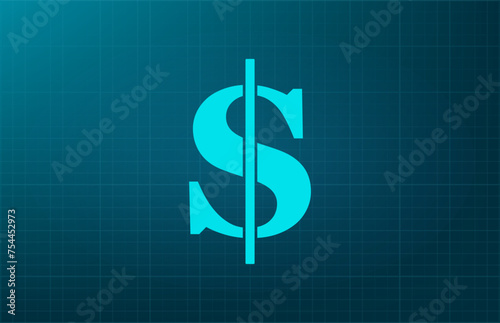 Dollar symbol. Vector illustration on a blue background. Eps 10