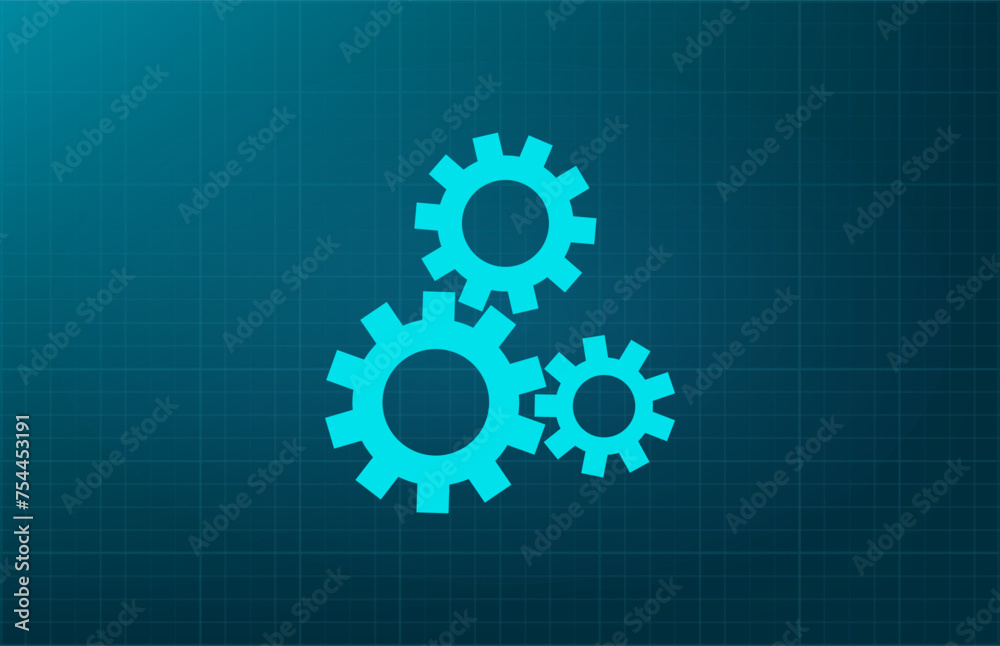 Gears symbol. Vector illustration on a blue background. Eps 10