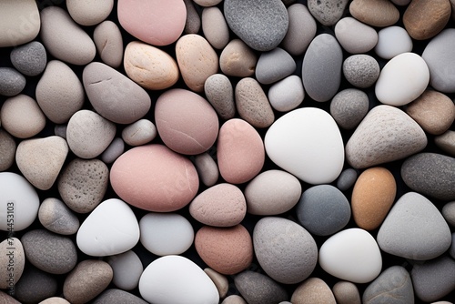 Pebbles in various colors and sizes, nature background