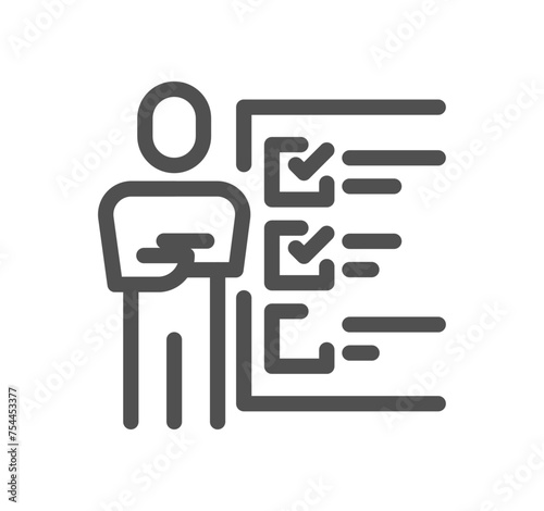 Business people meeting related icon outline and linear vector.
