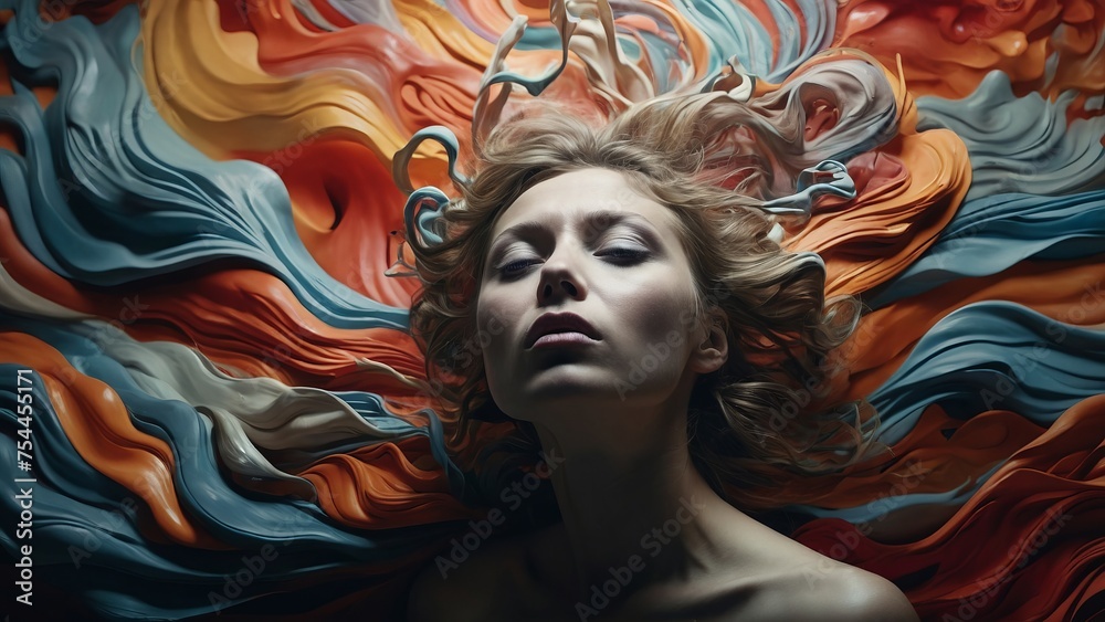 A hauntingly beautiful depiction of a mind consumed by mental illness, with swirling colors and distorted shapes that convey the inner turmoil and chaos. A hauntingly beautiful depiction of a mind consumed by mental illness, with swirling colors and distorted shapes that convey the inner turmoil and chaos.