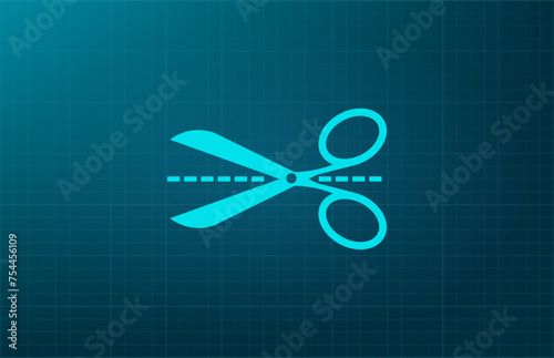 Scissors symbol. Vector illustration on a blue background. Eps 10