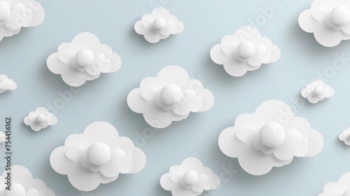 White Clouds on Light Grey Background