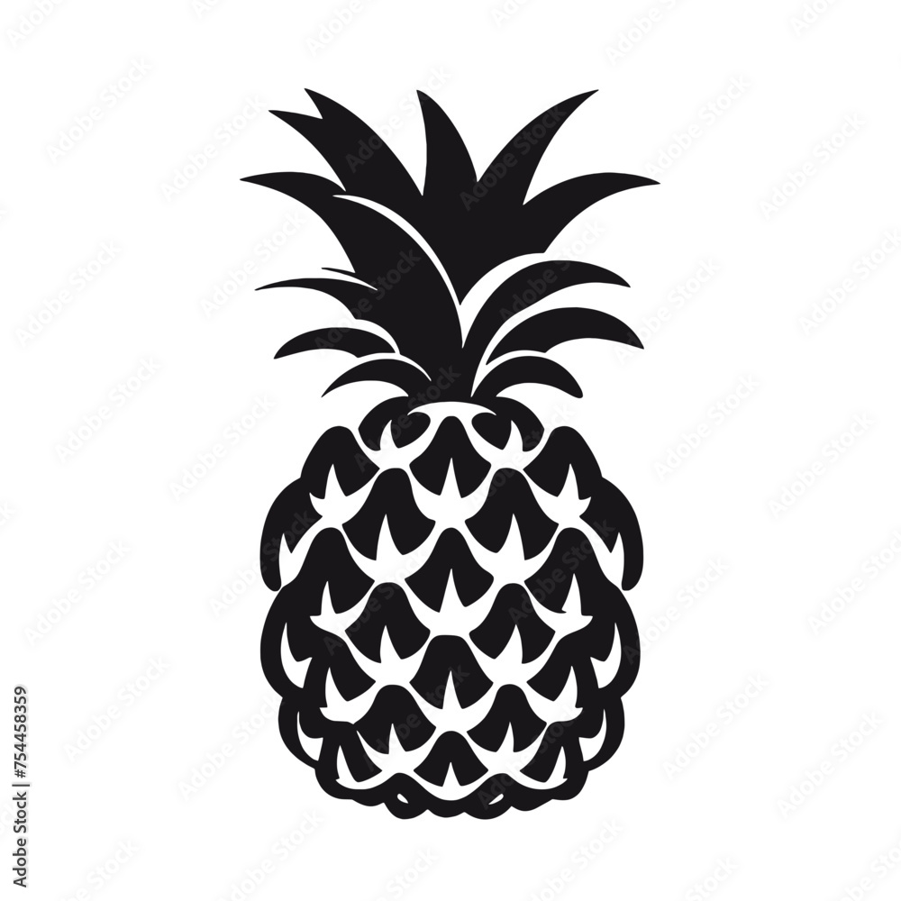Vector black silhouette of a pineapple isolated on a white background. Vector black silhouette of a pineapple isolated on a white background.