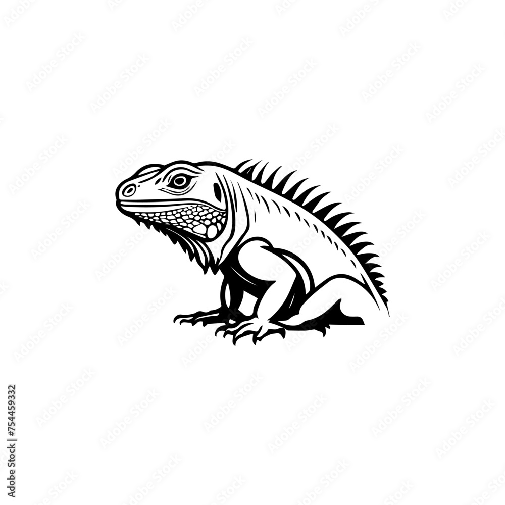Obraz premium Iguana Minimalist logo design vector with modern illustration concept style for badge, emblem, tattoo and t shirt printing. American Iguana vector Logo