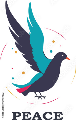 Dove of peace. World peace concept hand drawn in contemporary art style. Poster, cover, postcard, banner for website or social media